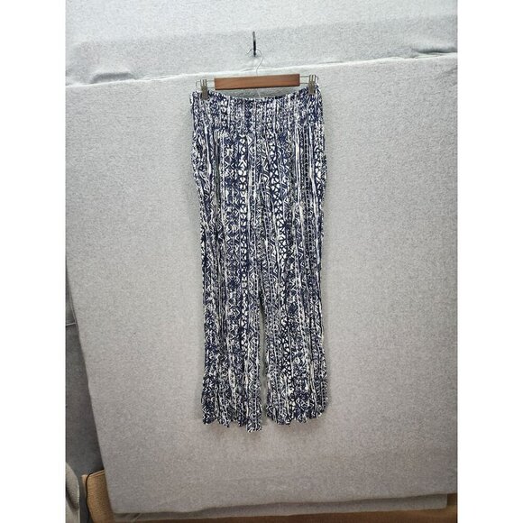 Three Dots Boho Style Navy & White Patterned Palazzos - Picture 4 of 5